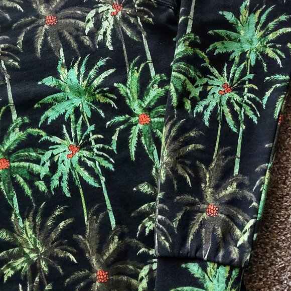 Scotch & Soda All Over Palm Tree Print French Terry Pullover Green Hoodie (M) - Picture 13 of 16
